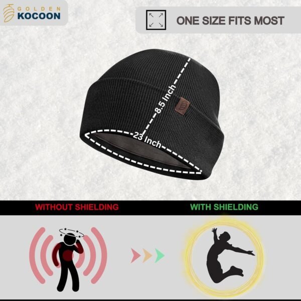 Golden Kocoon® -E-M-F Bamboo Viscose Beanie with EcoShield™ Tech Bamboo Lyocell Faraday Fabric Silver Liner-Adult Size in Black -5 g, Cell Towers,Bluetooth,Smart Meters & WiFi- Golden Cocoon Hat Cap - Image 7