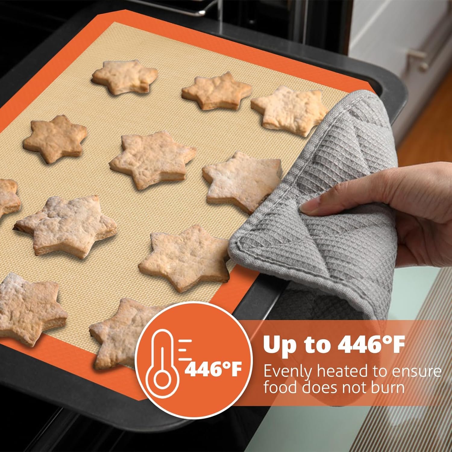 Silicone Baking Mat Set of 3, Silicone Baking Mats Cookie Sheet, Non-Stick Mats for Baking, Easy Clean & Reusable Oven Baking Sheet for Making Macaroons, Cookies - Image 5