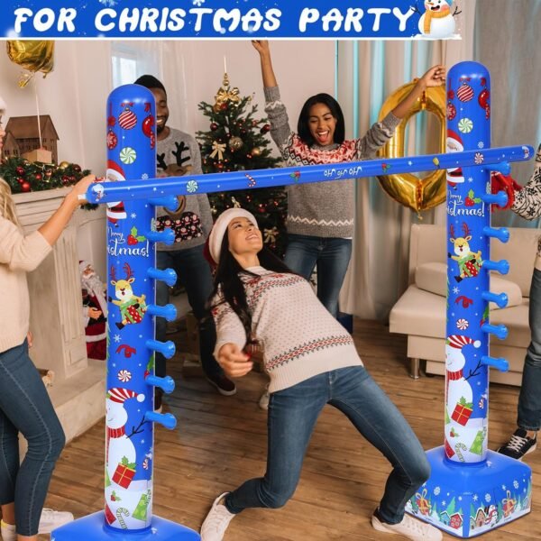 2 Pack Christmas Inflatable Limbo Party Game 59 in Santa Xmas Tree Indoor Outdoor Family Party Favor Easy Setup for Birthday Backyard Picnic Winter Holiday Decor (Snowman) - Image 4