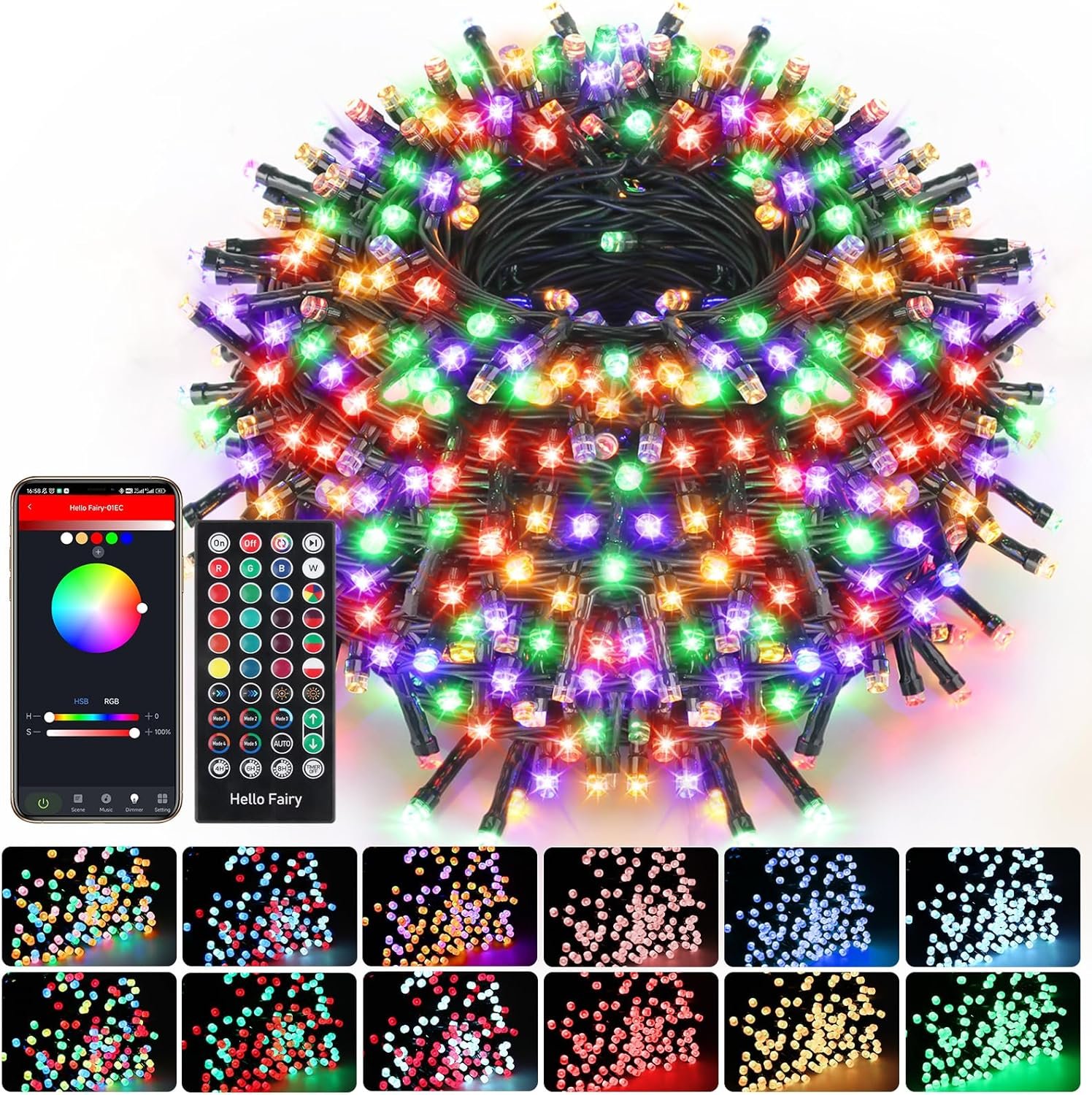 XTF2015 Christmas Tree Lights Color Changing Smart RGB String Lights 99FT 300LED with Remote & App Control & Timer, Waterproof Christmas Lights Multiple Function Modes for Garden Tree House Decor - Image 2