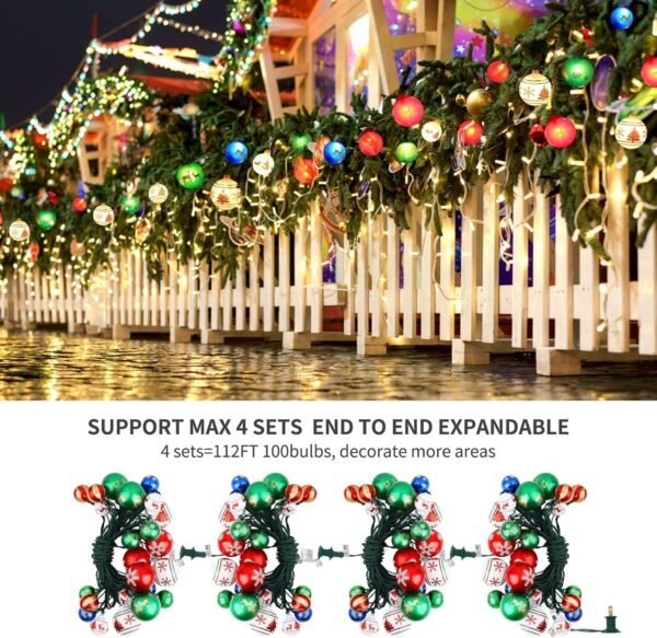 Christmas Ball Ornament Lights,28ft 25 Bulbs Christmas Tree Lights, Indoor Christmas String Lights,Plug in Expandable Wire Lights for Christmas Holiday Party - Image 6