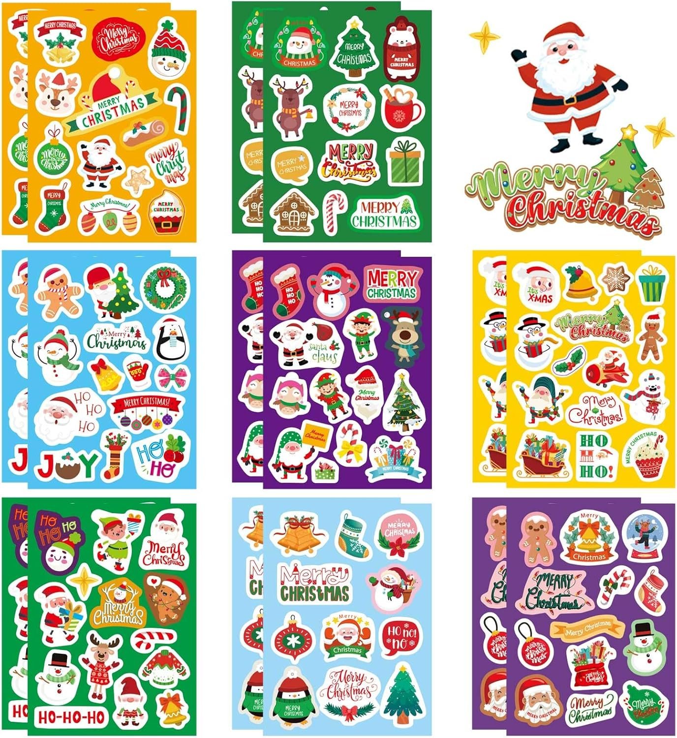 16 Sheets Christmas Stickers for Kids, Merry Christmas Theme Stickers Non-Repeating, Xmas Winter Holiday Party Stickers, Christmas Goodie Bag Fillers Christmas Party Favors Decorations - Image 2
