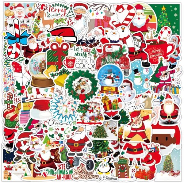 Cobee Christmas Stickers, 100 Pieces Xmas Vinyl Stickers Decals Waterproof Merry Christmas Decoration Stickers Holiday Party Stickers for Water Bottles Scrapbook Laptop Party Favor - Image 2