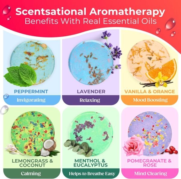 Cleverfy Shower Steamers Aromatherapy - Christmas Box of 6 Premium Shower Bombs with Essential Oils.Self Care Christmas Gifts for Women and Gifts for Mom. Red Set - Image 6