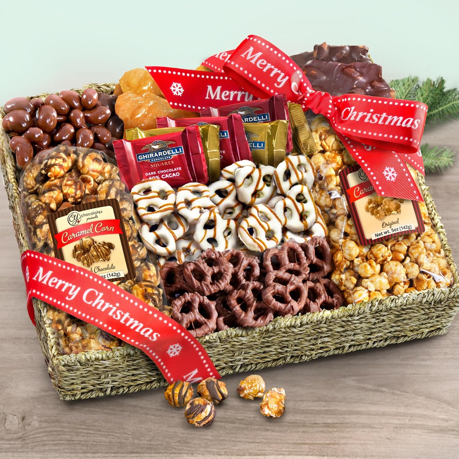A Gift Inside Merry Christmas Chocolate Caramel and Crunch Grand Gift Basket - Image 3