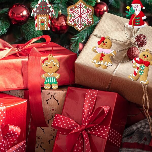12pcs Christmas Ornaments Cute Snowman Xmas Tree Decorations Santa Claus Plastic Figurines Ornaments with Sugar Cookie House for Christmas Tree Hanging Party Ornaments DIY Decor 3 Inch Tall - Image 8