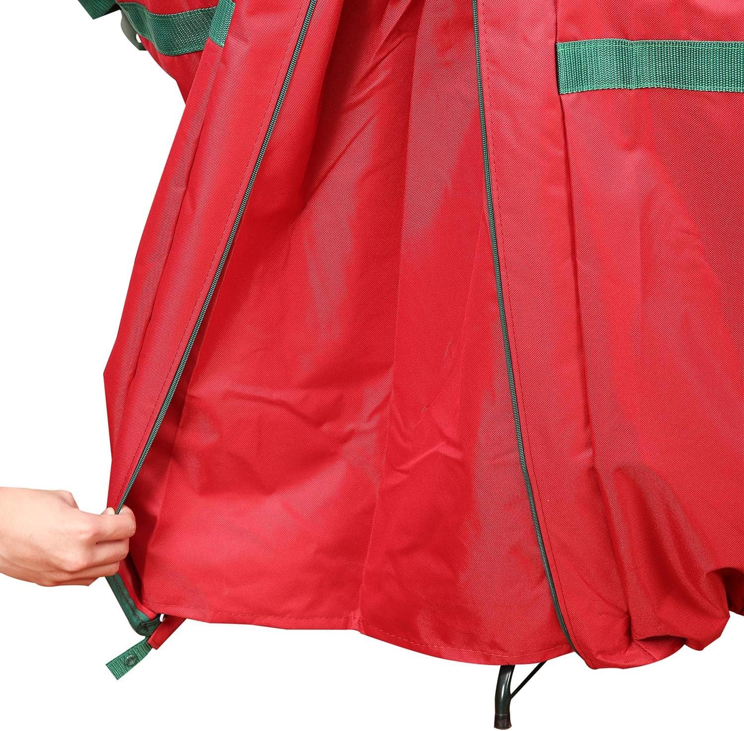 Sattiyrch Upright Christmas Tree Storage Bag,Fits Up to 7.5 ft Tall Artificial Tree,Heavy Duty 600D Canvas Red Christmas Tree Storage Container with Sleek Zipper and Durable Handles (7.5 FT) - Image 6