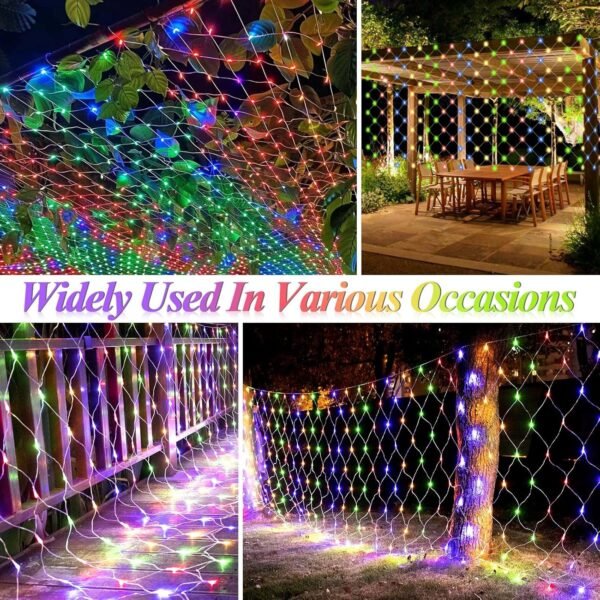 LitHome 610 LED 34.5ft x 5ft Outdoor Christmas Net Lights,Connectable Mesh Lights with 8 Modes,Waterproof Plug in Net Lights for Bushes, Garden, Backyard, Holiday, Christmas(Multicolor) - Image 7