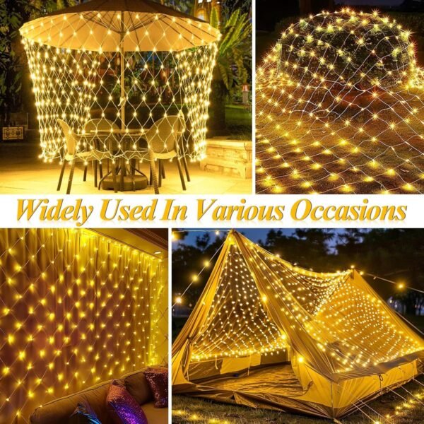 LitHome 300 LED 14.8ft x 5ft Outdoor Christmas Net Lights, Connectable Mesh Fairy String Lights with 8 Modes,Waterproof Plug in Mesh Lights for Bushes, Garden, Backyard, Holiday, Christmas(Warm White) - Image 5