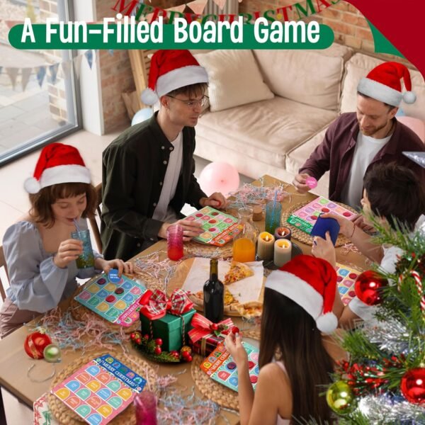 Christmas Bingo Game, 12PCS Bilingual English and Spanish Bingo Board Game, 12 Players Bingo Game Set for Teenager or Adults Xmas Party, Fun Interesting Activity Winter Party Supplies - Image 8