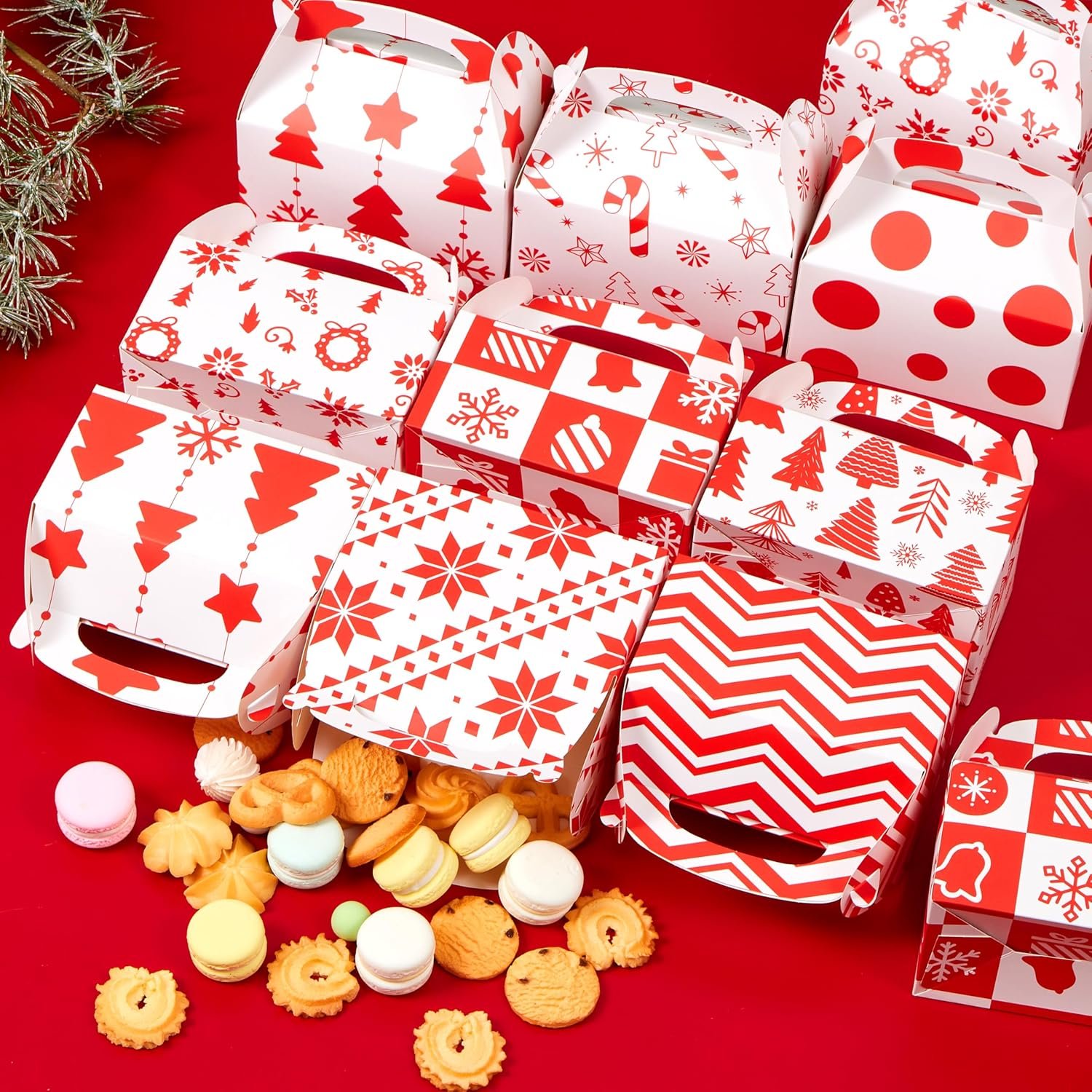 JOYIN 24 PCS Christmas Cookie Boxes, 3D Christmas Foil Treat Boxes for Holiday Xmas Goody Gift, Goodie Paper Boxes, School Classroom Party Favor Supplies, Candy Treat - Image 9