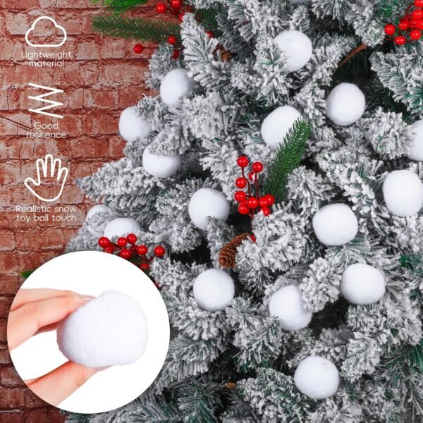 Elcoho 200 Pieces 2 Inch Artificial Snow Toy Ball Set with Bucket for Storage Kids Snow Fight Ball Realistic Snow White Plush Toss Ball for Kids Toss Game Winter Snow Fight Indoor Outdoor Xmas Decor - Image 5