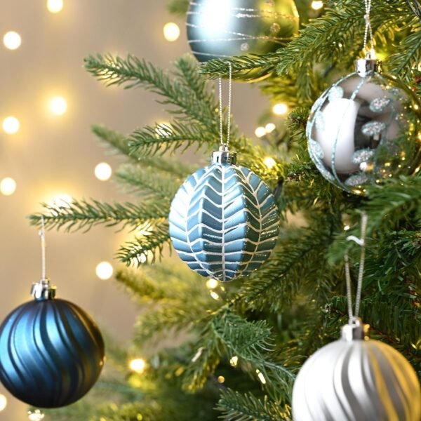 Valery Madelyn Christmas Ornaments Set, 16ct Navy Blue and Silver Shatterproof Fall Christmas Tree Decorations Ball Ornaments Bulk, 3.15 Inches Elegant Hanging Ornaments for Xmas Trees Decor - Image 3