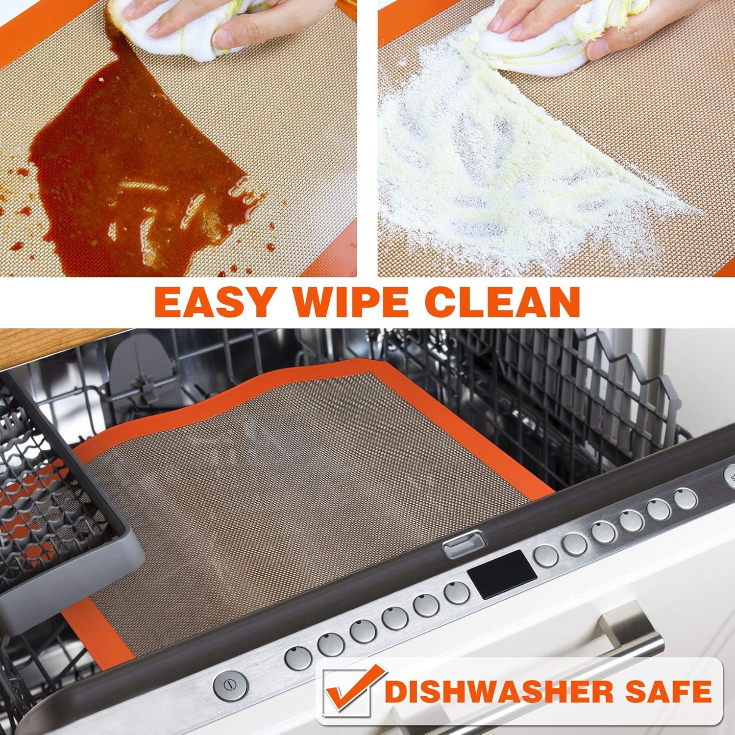 Silicone Baking Mat - Best German Silicone - Non Slip Silicone Baking Sheet, Non Stick Reusable Silicone Mats for Baking, Oven Liner, Counter Mat - Half Sheet Baking Mat, Set of 2 - Image 7