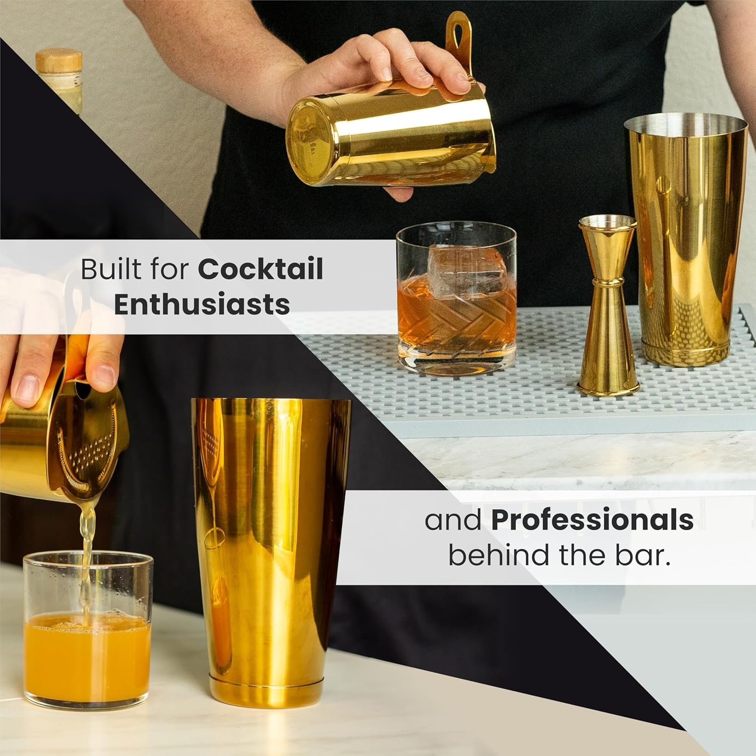 A Bar Above Professional Boston Shakers Set - 18oz Weighted & Unweighted Cocktail Shaker Set For Bartenders - Pro Bar Shaker Made from Premium Stainless Steel 304. Essential Bar Tools For Drink Making - Image 3