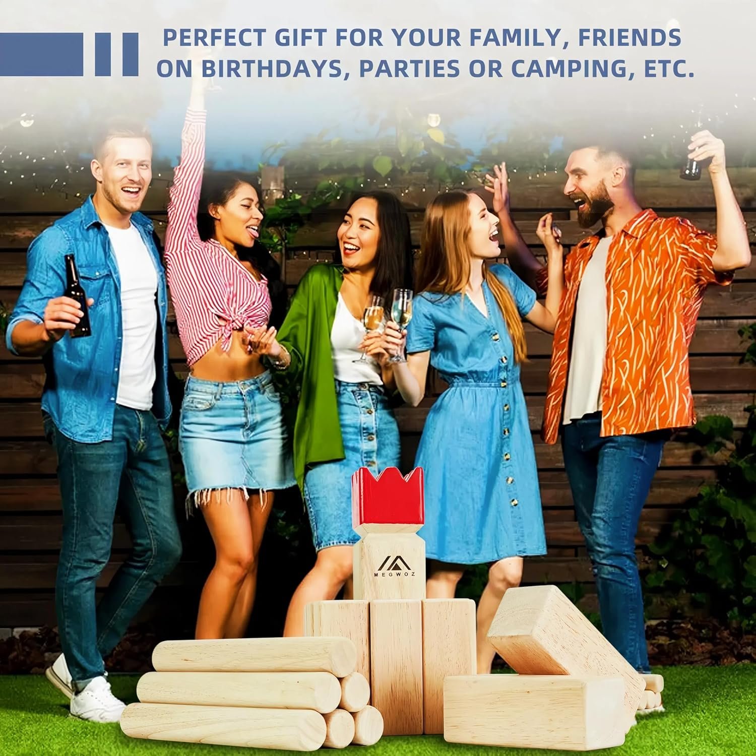 Kubb Yard Games Family Games for Kids and Adults New Zealand Pine Wooden Toss Games, Carnival Holiday Games for Family with Measuring Tape, Viking Chess Christmas Party Games for Kids Adults - Image 7