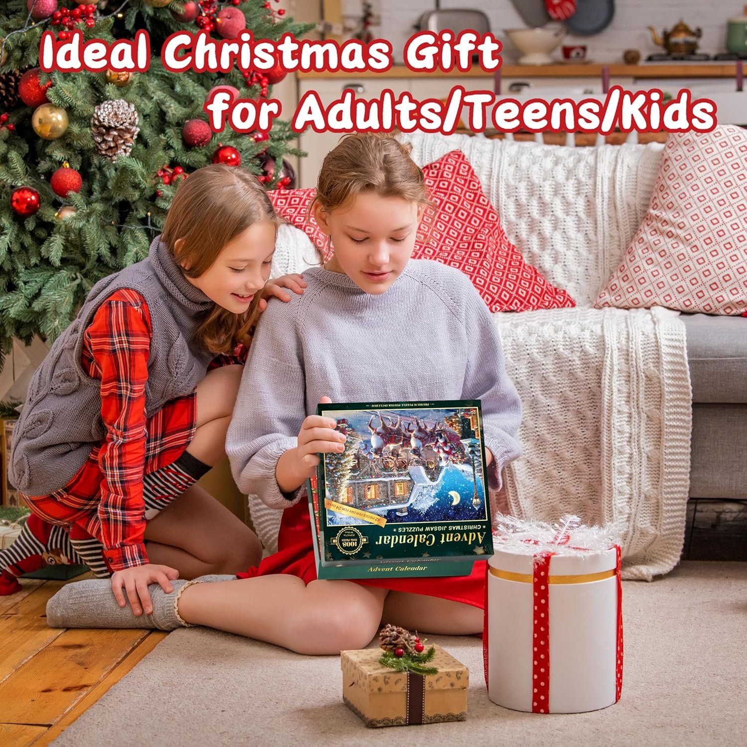 Christmas Jigsaw Puzzles Advent Calendar 2024, 1008 Pieces Puzzle 24 Days Christmas Countdown Calendar Family Game Christmas Gifts for Kids Teens Adults - Santa is Delivering Gifts - Image 7