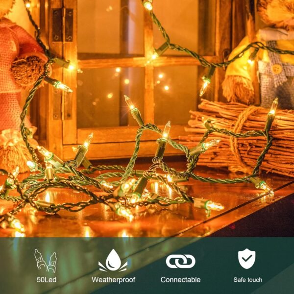 50-Count White Christmas Lights with Green Wire,Mini String Lights for Holiday Decorations, Christmas Tree Lights, Holiday Party, Wedding, Xmas, Home, Indoor & Outdoor Use (13ft Long) - Image 4
