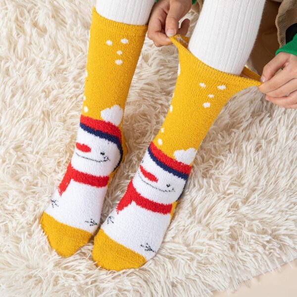 BISOUSOX Fuzzy Christmas Socks for Kids Boys Girls Gift Cute Fun Cozy Fluffy Winter Warm Slipper Xmas Dress Socks - Image 6
