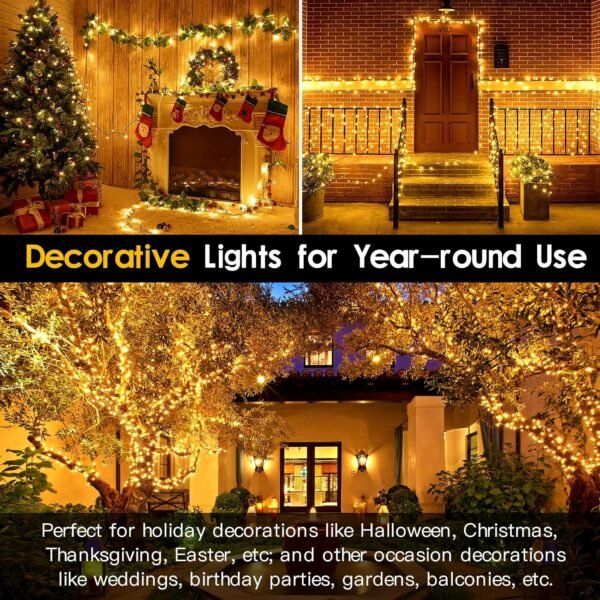 Techip 300 LED Christmas Lights Outdoor, Warm White Christmas Tree Lights Outside Waterproof Twinkle Lights Green Wire Connectable Plug in Christmas String Lights Indoor 108FT 8 Modes for House Decor - Image 6