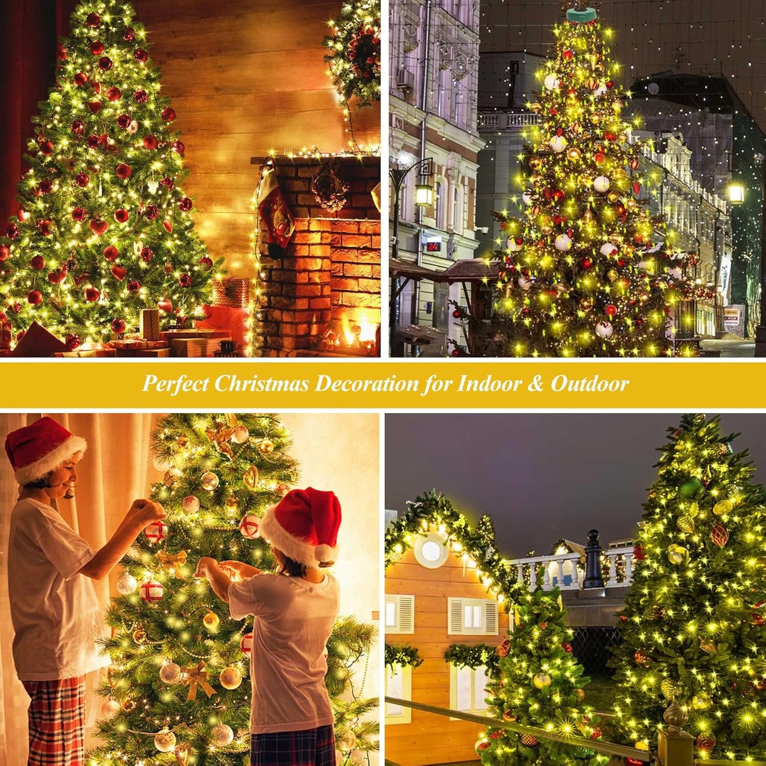 aneeway Christmas Tree Lights, 400 LED Christmas Lights with 8 Light Modes & Memory Function, 6.6FT x 16 String Lights with Timing Function & Remote Control for Christmas Decorations - Warm White - Image 7
