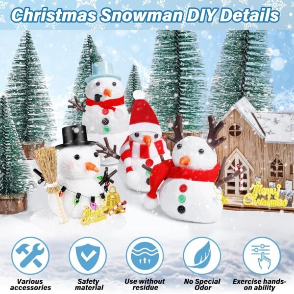 Christmas Craft Kit, 8 Pack Snowman Kit DIY Christmas Ornaments, Build a Snowman Kit Indoor Decorations, Creative Kids Air Dry Modeling Clay, Xmas Activities Snowman Making Kit Toys for Holiday - Image 4