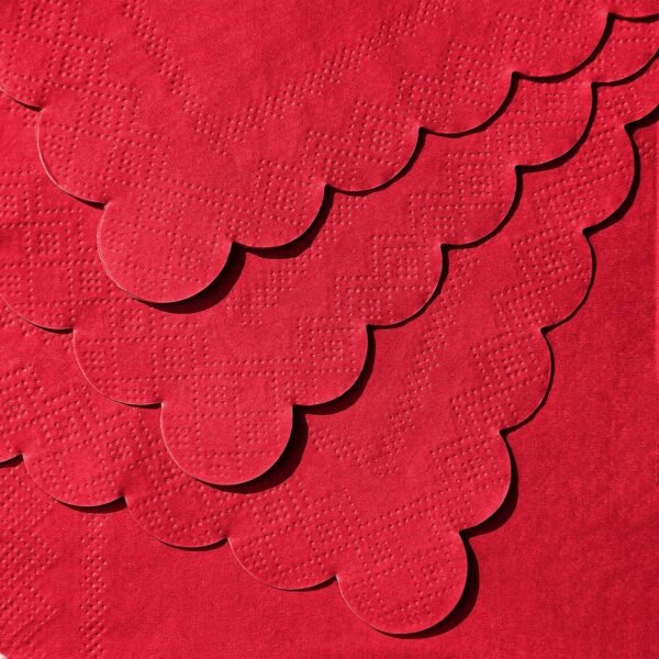 120 Pcs Red Napkins,Scalloped Red Cocktail Napkins Disposable Beverage Napkins Red Paper Napkins for Christmas Birthday Wedding Baby Shower, 5 x 5 Inch - Image 4