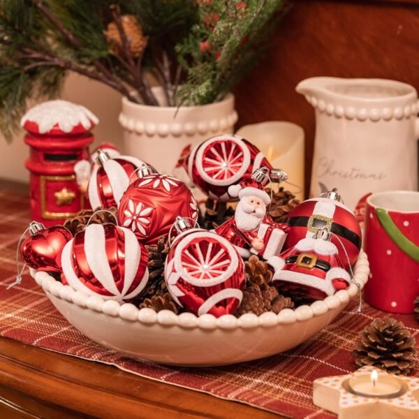 Valery Madelyn Christmas Ornaments Set, 70ct Red and White Shatterproof Christmas Tree Decorations Set, Variety Traditional Red and Silver Decorative Hanging Ball Ornaments Bulk for Xmas Holiday Decor - Image 5