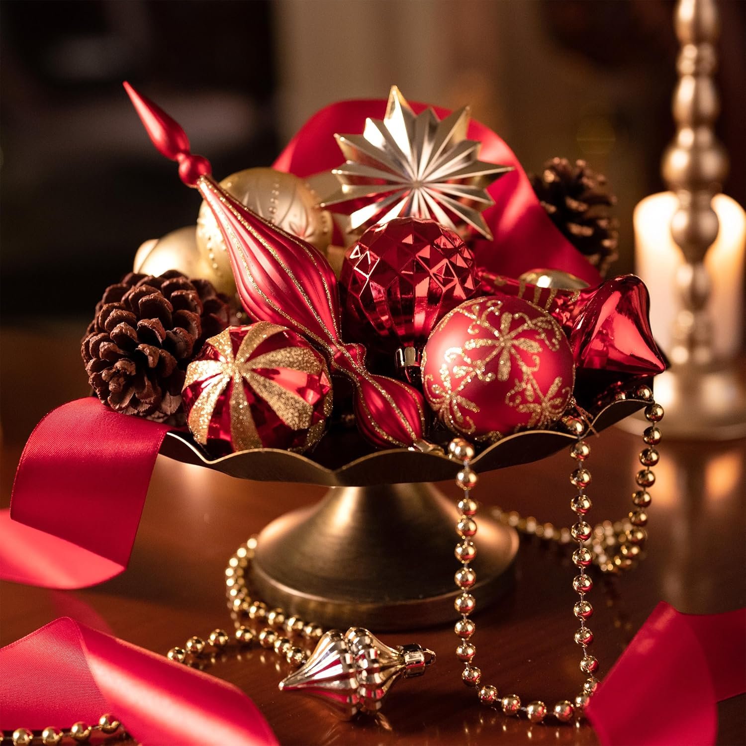 Valery Madelyn Ornaments for Christmas Trees, 100ct Red and Gold Shatterproof Christmas Tree Decorations, Luxury Hanging Ball Ornaments Bulk for Xmas Holiday Decor - Image 5