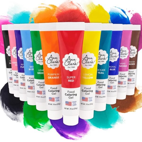 Ann Clark Professional-Grade Gel Food Coloring Made in USA .7 oz, 12 Colors - Image 2