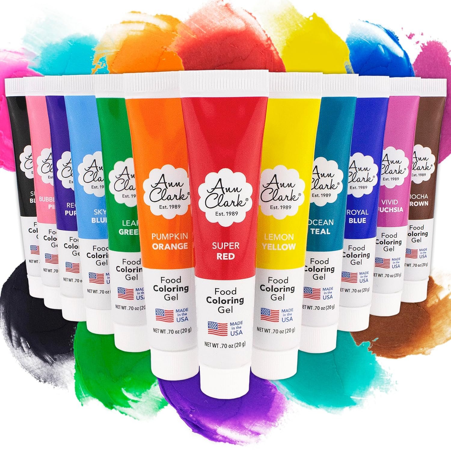 Ann Clark Professional-Grade Gel Food Coloring Made in USA .7 oz, 12 Colors - Image 2