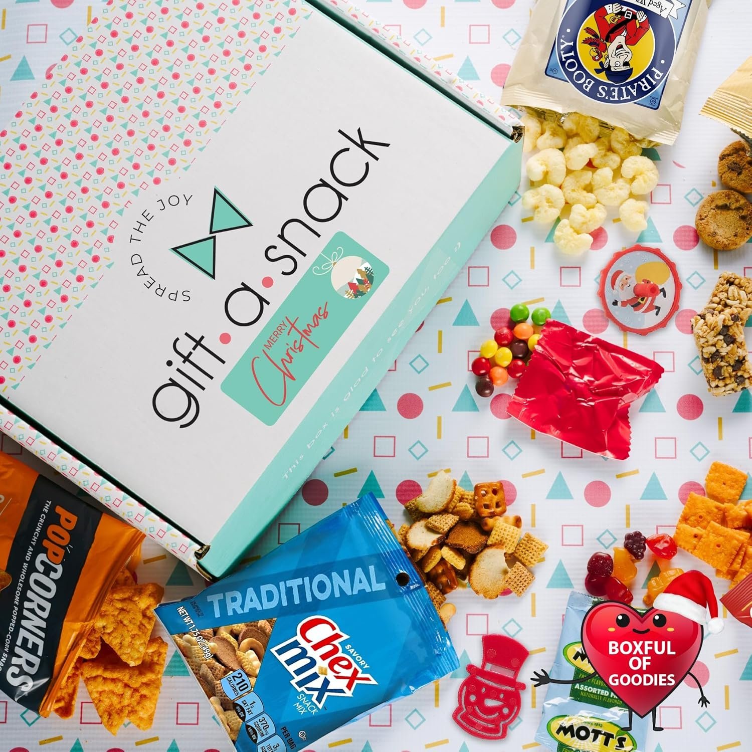 Gift A Snack - Christmas Candy Stocking Stuffers, Pre-filled Holiday Snack Box Care Package + Greeting Card (45 Count) Xmas Stocking Stuffers Sweet Treats Gift Basket, Candies Chips - Image 8