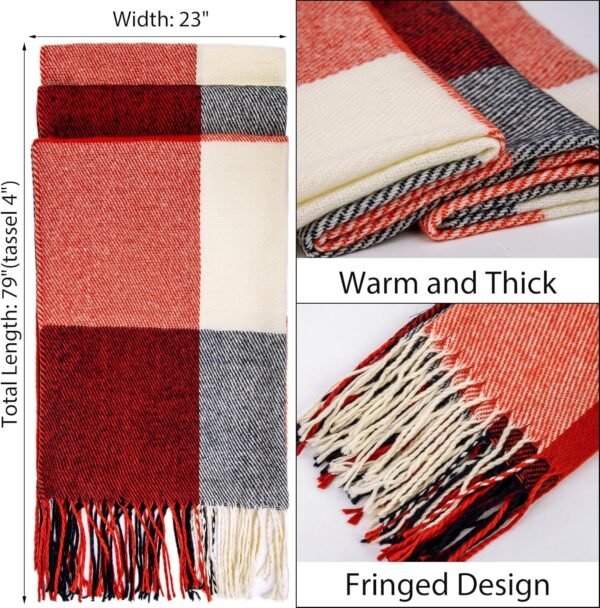 Loritta Womens Scarf Fashion Long Plaid Shawls Wraps Big Grid Winter Warm Lattice Large Scarves Gifts - Image 3