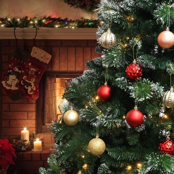 45Pcs 6cm/2.36inch Christmas Balls Glitter Christmas Tree Ornaments Hanging Christmas Home Decorations for Home House Bar Party（Red/Gold - Image 3