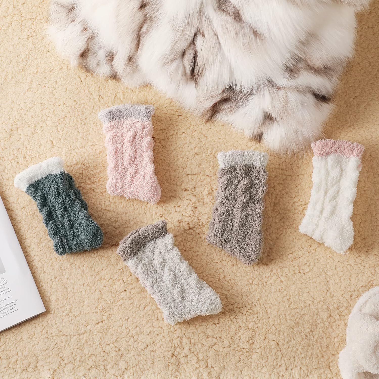 Fuzzy Socks for Women - 5 Pairs Fuzzy Socks Fluffy Socks Cozy Winter Socks for Women Soft Socks Warm Socks Slipper Socks - Image 3