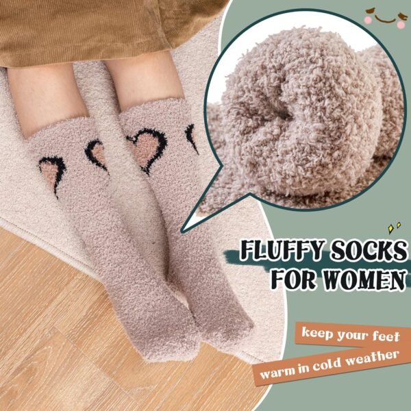 SeeyAN Womens Fuzzy Socks Fluffy Warm Slipper Winter Comfy Thermal Cozy Plush Sleep Home Cabin Socks - Image 4
