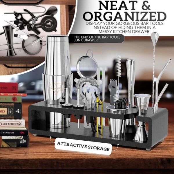 Elite Mixology Bartender Kit 20-Piece Boston Cocktail Shaker Set for Mixing with Stand- Indestructible Bar Accessories Bartending Kit, Cocktail Bar Set, Bartender Set, Bonus Recipe Cards Bar Tools - Image 5