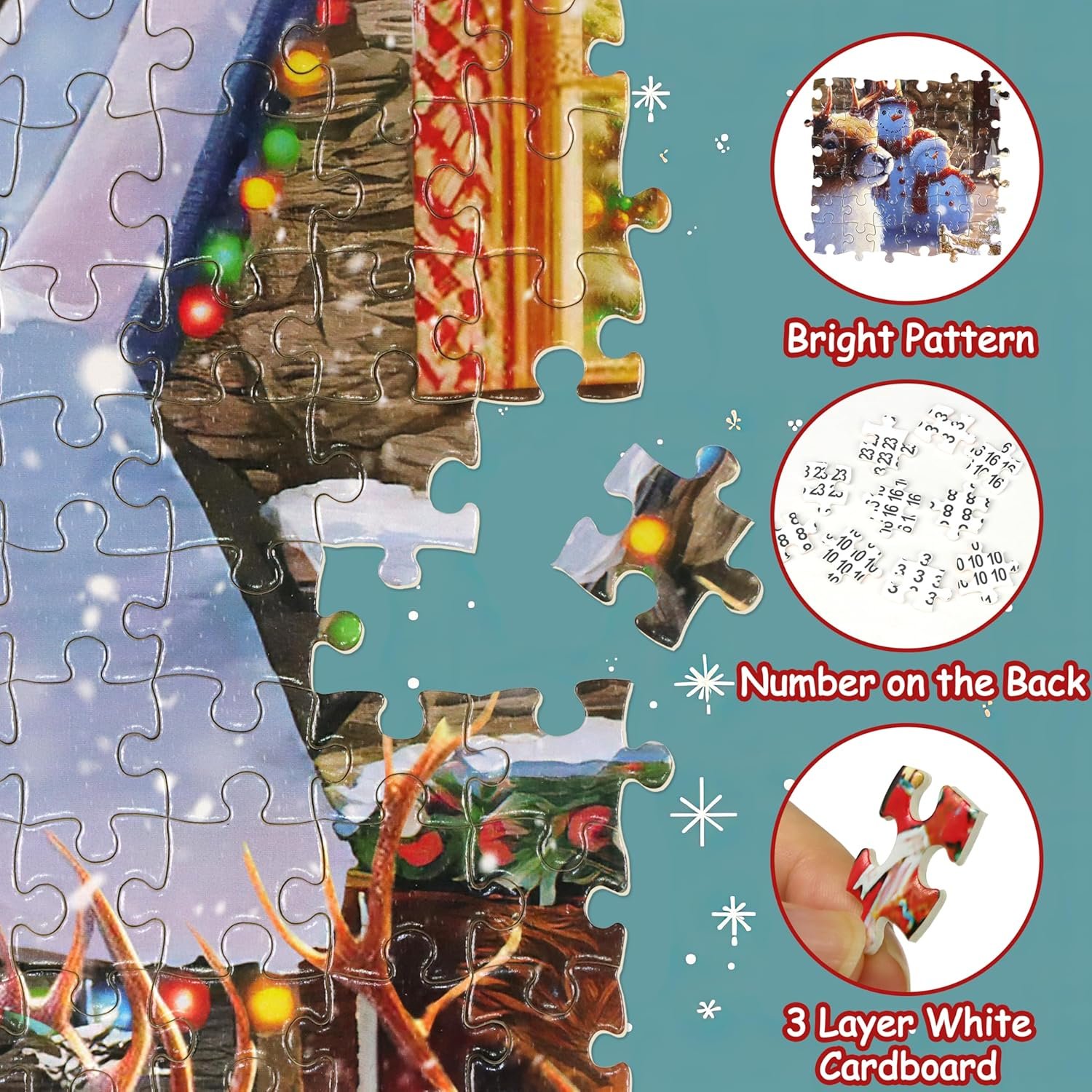 Christmas Jigsaw Puzzles Advent Calendar 2024, 1008 Pieces Puzzle 24 Days Christmas Countdown Calendar Family Game Christmas Gifts for Kids Teens Adults - Santa is Delivering Gifts - Image 4