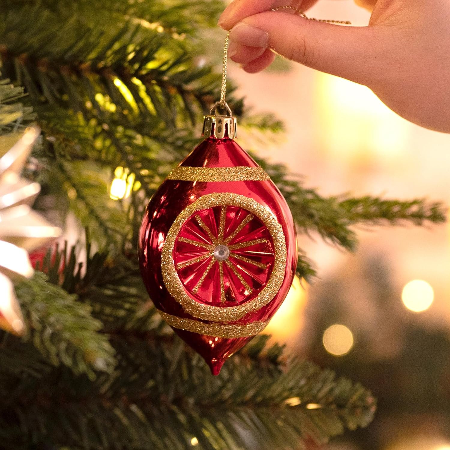 Valery Madelyn Ornaments for Christmas Trees, 100ct Red and Gold Shatterproof Christmas Tree Decorations, Luxury Hanging Ball Ornaments Bulk for Xmas Holiday Decor - Image 6