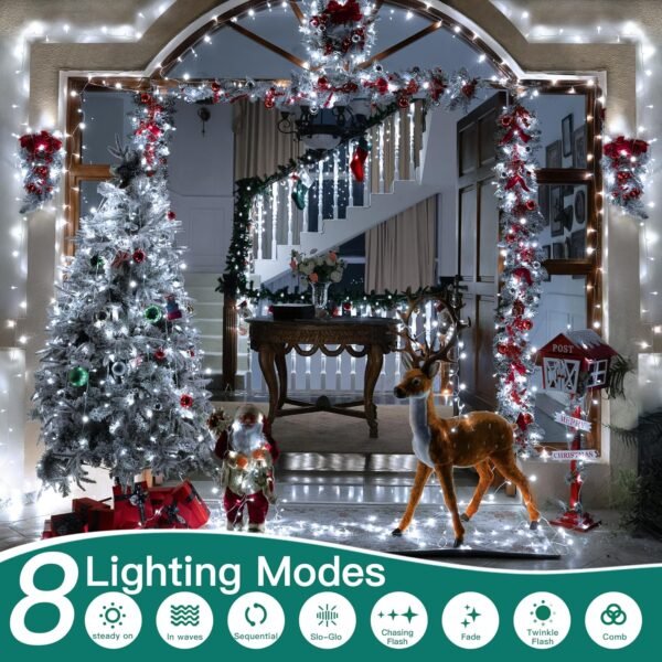 328 FT 1000 LED Christmas Lights Outdoor, Christmas String Lights with Remote and Timer, White Christmas Lights with 8 Modes Dimmable, Fairy Lights for Wedding Party Home Xmas Holiday Decor - Image 6