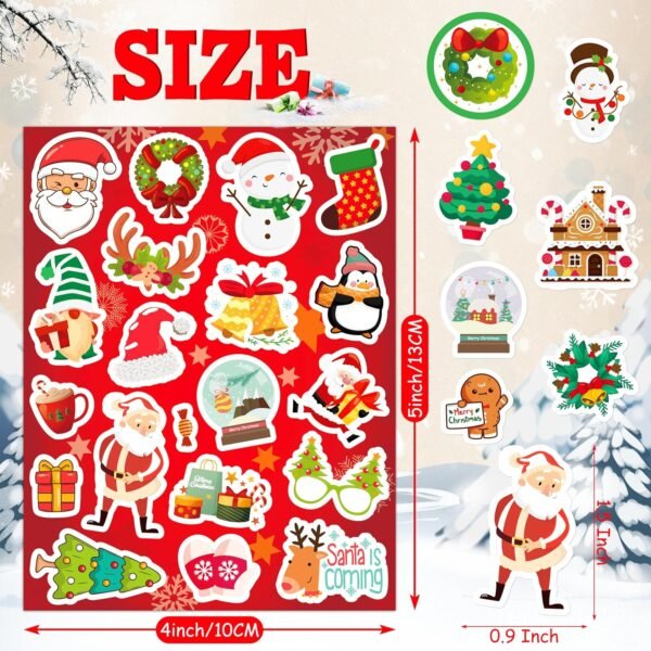 LINAYE 36 Sheets Christmas Stickers, 600 PCS Christmas Stickers Bulk for Kids, Christmas Party Favors for Kids, Christmas Stickers for Crafts Cards Scrapbooking,Water Bottles,Envelopes - Image 4