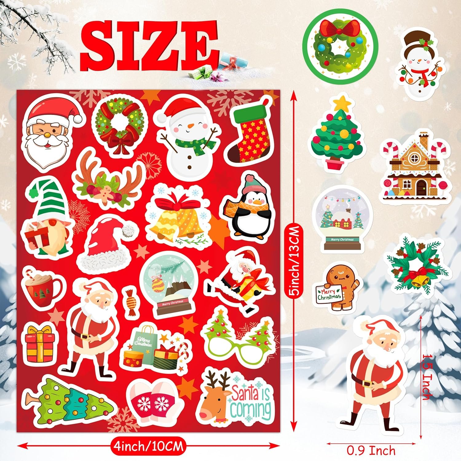 LINAYE 36 Sheets Christmas Stickers, 600 PCS Christmas Stickers Bulk for Kids, Christmas Party Favors for Kids, Christmas Stickers for Crafts Cards Scrapbooking,Water Bottles,Envelopes - Image 4