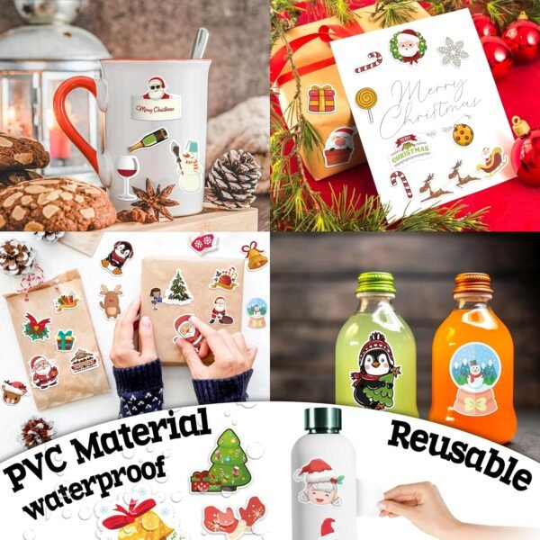 LINAYE 300PCS Christmas Stickers Non-Repeating Waterproof, Adhesive Vinyl Cute Christmas Stickers Pack for Kids, Christmas Party Favors Gifts, Christmas Stickers Bulk for Boys Girls - Image 7