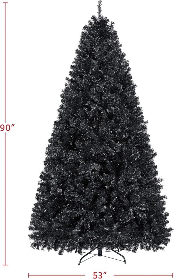 Yaheetech 7.5ft Black Artificial Christmas Pine Tree Seasonal Holiday Carnival Home Party Decoration for Home, Office Indoor Outdoor with 1749 Branch Tips and Foldable Stand - Image 4
