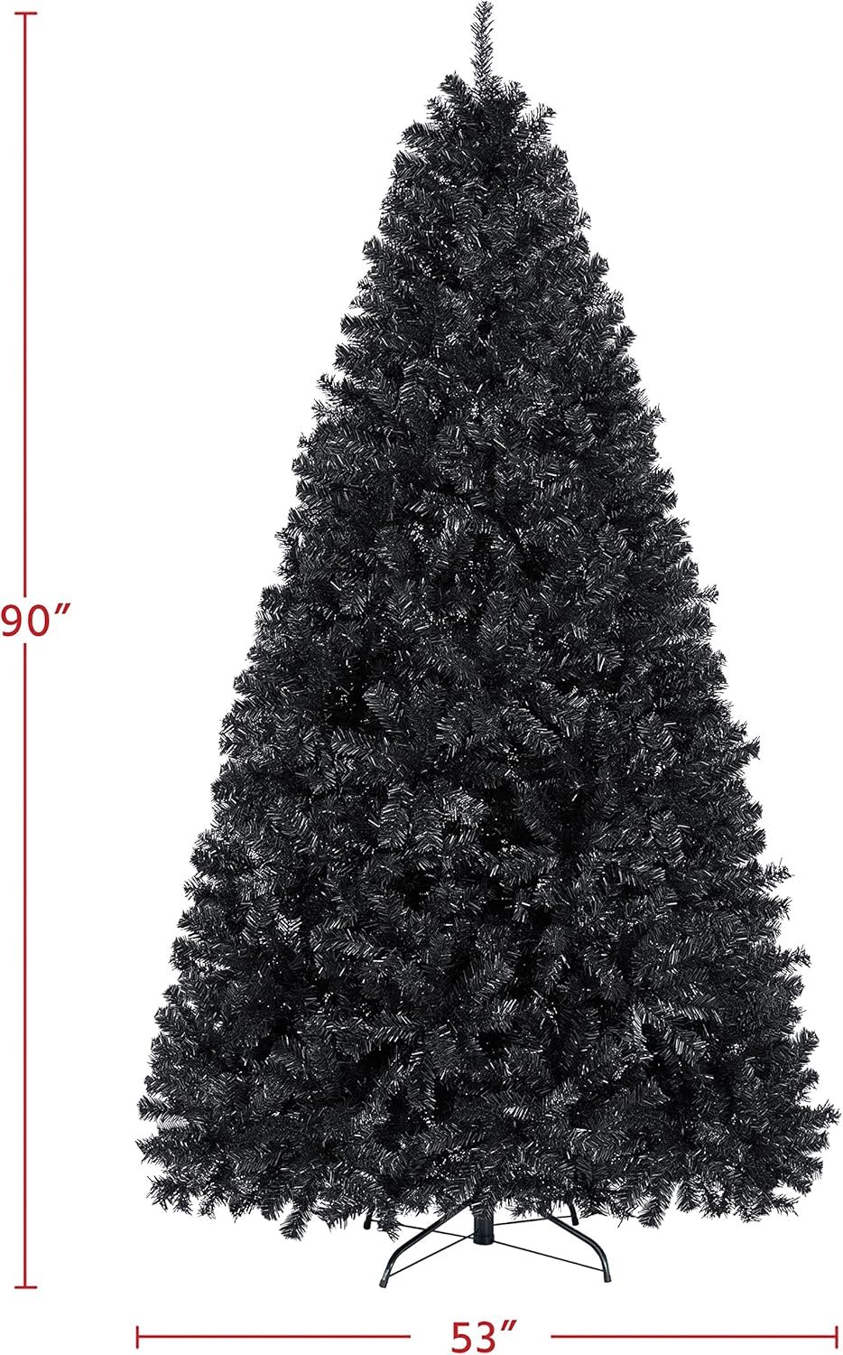 Yaheetech 7.5ft Black Artificial Christmas Pine Tree Seasonal Holiday Carnival Home Party Decoration for Home, Office Indoor Outdoor with 1749 Branch Tips and Foldable Stand - Image 4