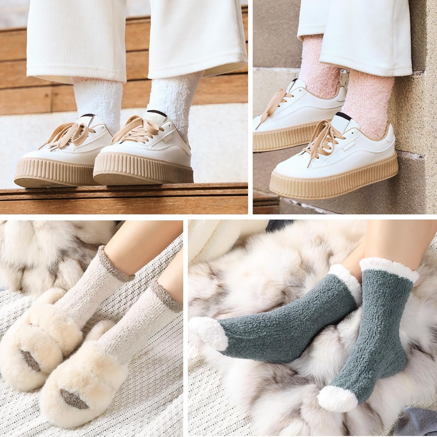 Fuzzy Socks for Women - 5 Pairs Fuzzy Socks Fluffy Socks Cozy Winter Socks for Women Soft Socks Warm Socks Slipper Socks - Image 8