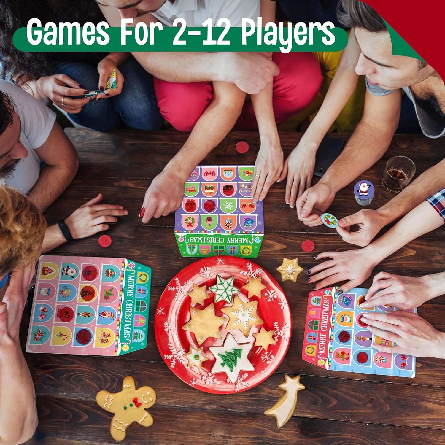 Christmas Bingo Game, 12PCS Bilingual English and Spanish Bingo Board Game, 12 Players Bingo Game Set for Teenager or Adults Xmas Party, Fun Interesting Activity Winter Party Supplies - Image 7