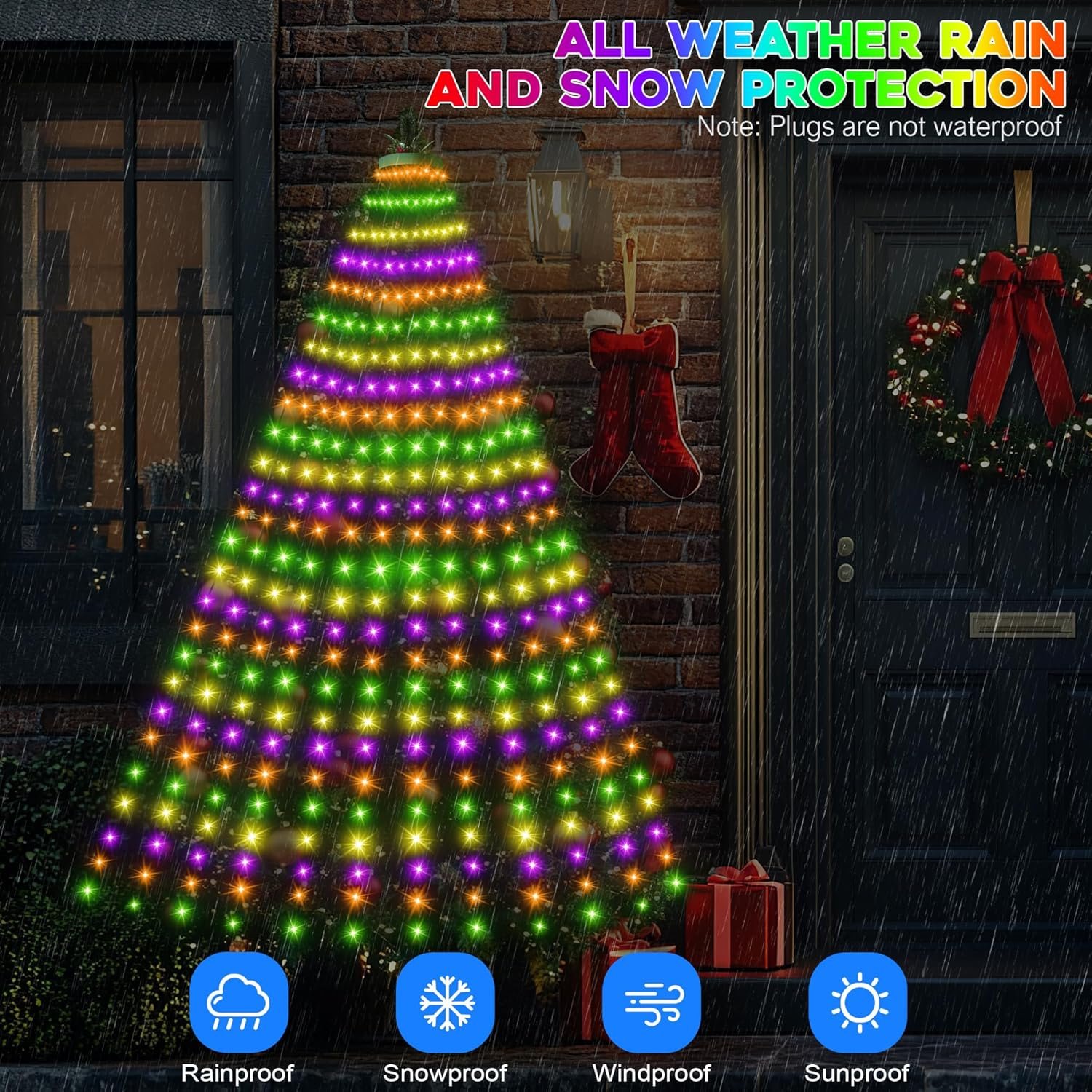 30+ Modes Smart Ring Christmas Tree Lights Indoor Outdoor - 6.56Ft x 12 Lines 288 LED Easy App Control Color Changing Timer Remote Waterproof for 6 7 Ft Xmas Trees (Warm White or Multicolor) - Image 9