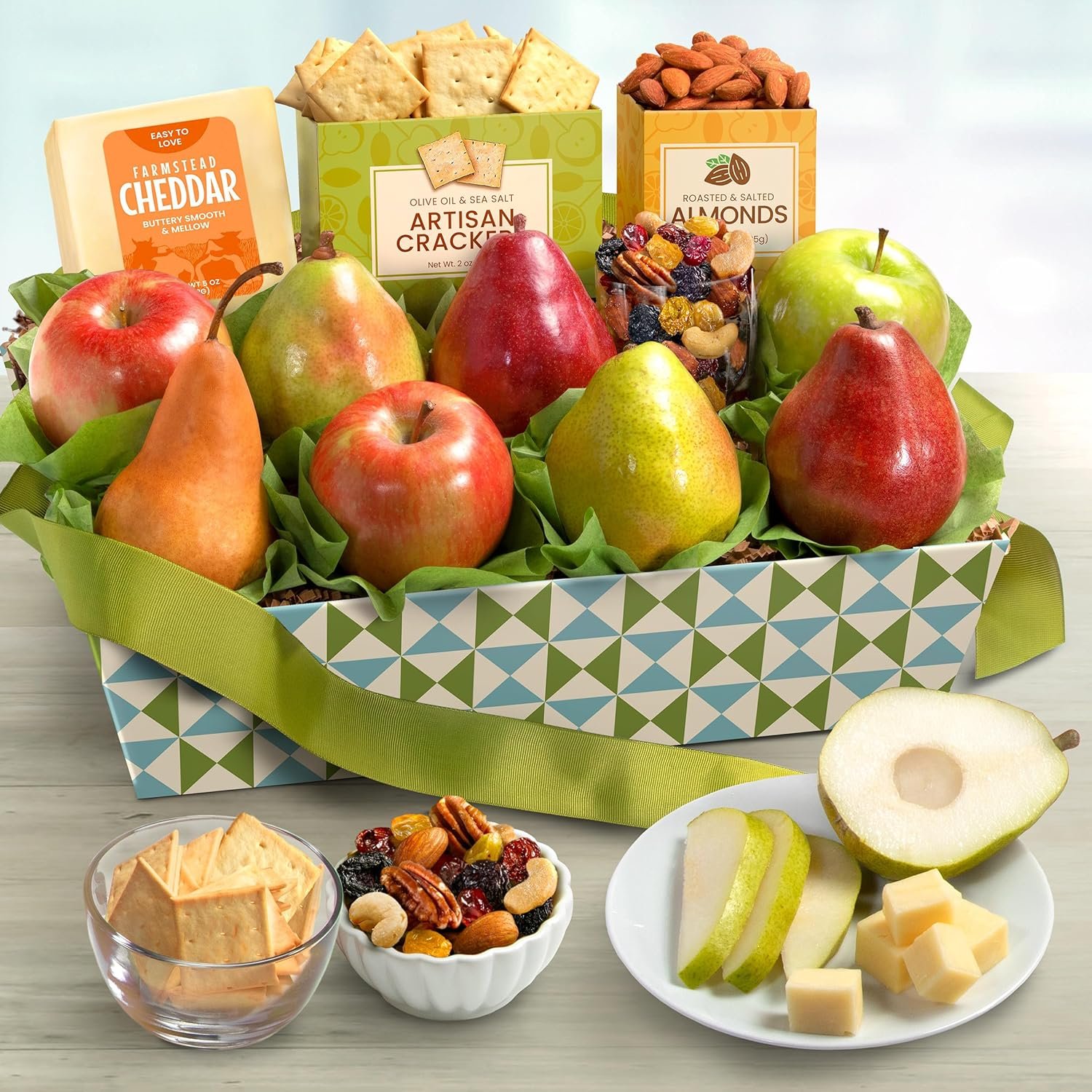 A Gift Inside Classic Fresh Fruit Basket Gift with Crackers, Cheese and Nuts for Holiday, Thank You, Birthday, Get Well, Anniversary, Corporate - Image 2