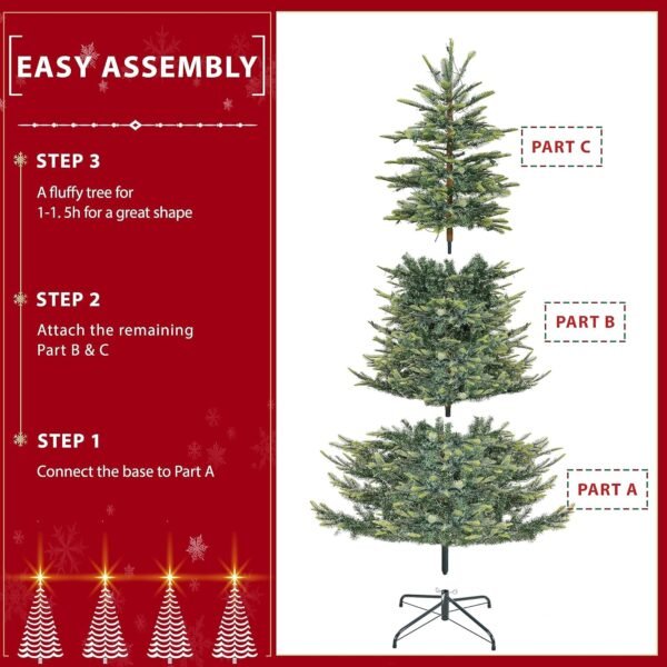 Yaheetech 6ft Pre-lit Aspen Fir Artificial Christmas Tree with 400 Incandescent Warm Lights Full Prelighted Xmas Tree w/828 Branch Tips & Foldable Stand for Home Holiday Decor, Green - Image 9